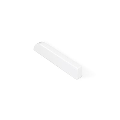 White cultured marble 15-inch glossy wall mount shower shelf with rounded top edge on white background