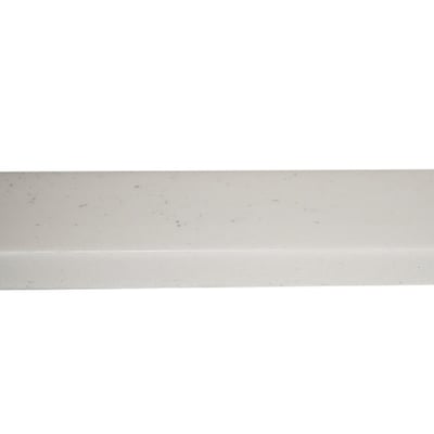 Close-up of Ella Italian Ice gloss cultured marble 2x3/4x30 shower wall trim piece in white speckled finish