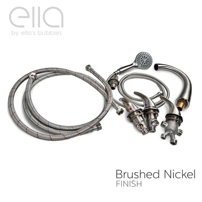 Ella's Bubbles brushed nickel finish 5-piece walk-in tub faucet set with handheld showerhead and braided hoses