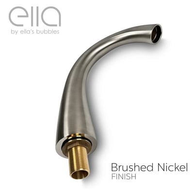 Ella's Bubbles walk-in tub brushed nickel faucet spout with brass threading shown against white background