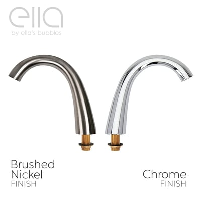 Ella's Bubbles walk-in tub faucet spouts side by side - brushed nickel finish and chrome finish options