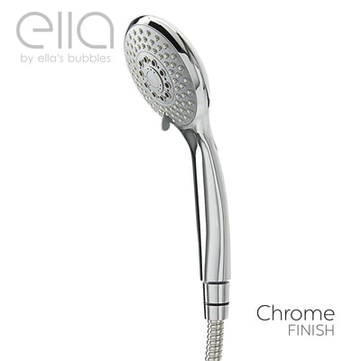 Ella's Bubbles chrome finish handheld shower head with multi-function spray and flexible hose for walk-in tubs