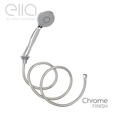 Ella's Bubbles chrome finish handheld shower head with multi-function spray and flexible stainless steel hose