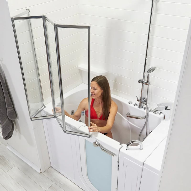 4-Fold Tempered Glass Shower Screen for Walk-In Tubs