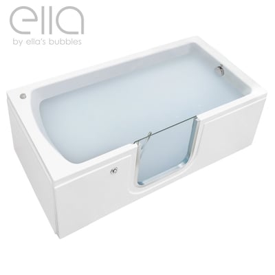 Baignoire à porte allongée Ella's Bubbles avec porte en verre à ouverture intérieure, acrylique blanc, baignoire de trempage 30x60 pouces