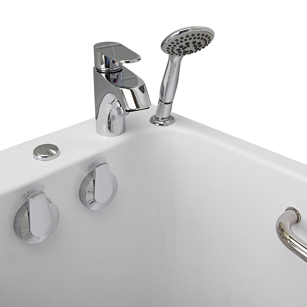 Ella 2-piece single lever fast-fill faucet with pull-out hand shower on a walk-in tub deck