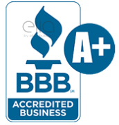 BBB Accredited Business badge with A+ rating for Ella's Bubbles walk-in tubs