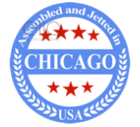 Assembled and Jetted in Chicago USA badge - Ella's Bubbles walk-in tubs US manufactured seal