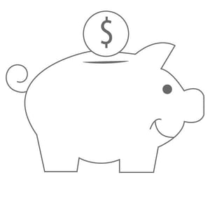 Paneles de pared de ducha 8 Pack/21 PIES CUADRADOS - Montaje rápido, sin juntas, Cararra Tub Icono de hucha con una moneda de dólar que representa precios económicos en los paneles de pared de ducha sin lechada de Ella