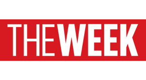 The Week news publication logo with bold white text on a red background