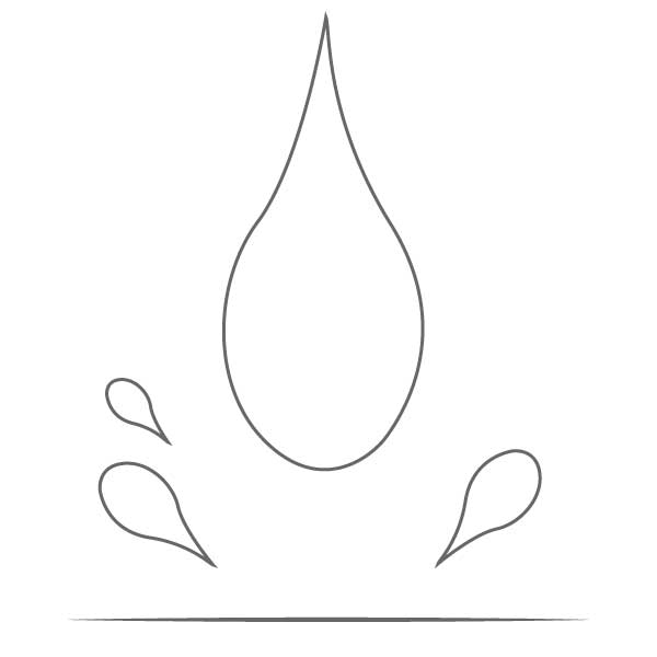 Water-resistant icon showing a water droplet splashing - decorative graphic for grout-free shower wall panels