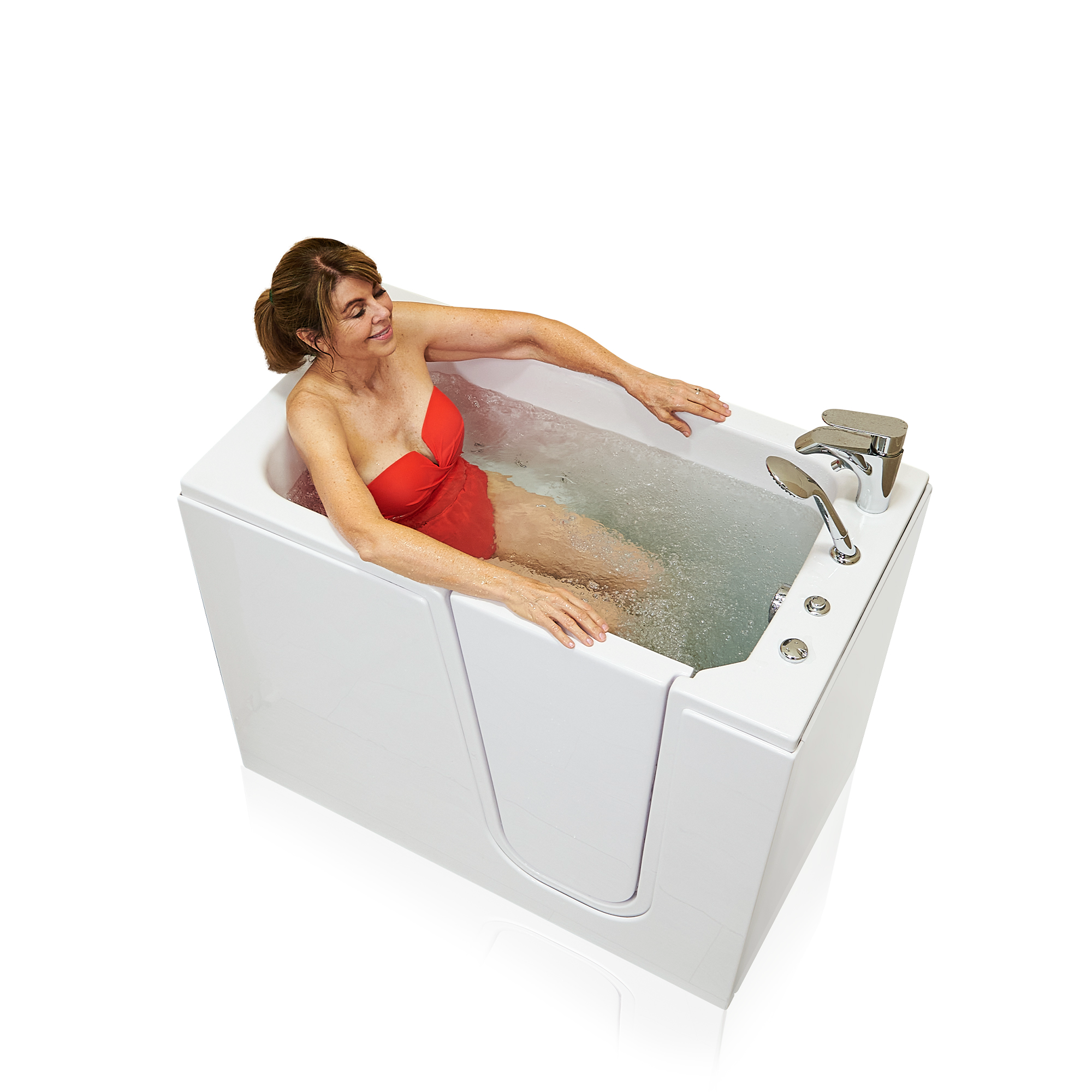 Bañera con puerta Ella Flow de 28 por 48 pulgadas, el modelo compacto diseñado para pasar por una puerta de 28 pulgadas
