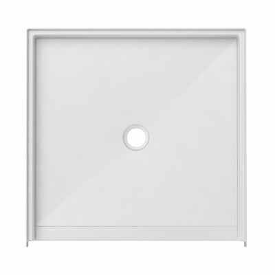 White Ella Roll-in wheelchair accessible shower base 38x38 with center drain and ADA-compliant anti-slip textured floor