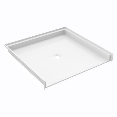 White Ella 38x38 roll-in wheelchair accessible ADA shower base with center drain and low-threshold entry