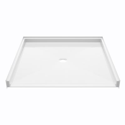 White acrylic Ella barrier-free accessible shower base 50x50 with center drain and low-threshold entry