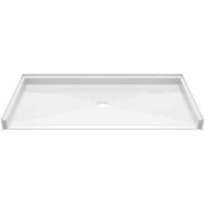 White Ella roll-in wheelchair ADA accessible shower base with center drain and barrier-free low threshold entry