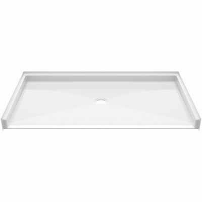 White acrylic Ella roll-in wheelchair accessible shower base 60x36 with center drain and barrier-free entry