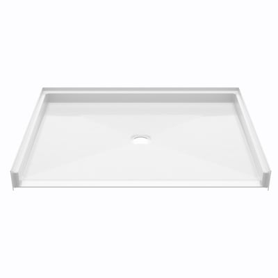 White acrylic Ella roll-in wheelchair accessible shower pan 48x37 with center drain and barrier-free flat entry
