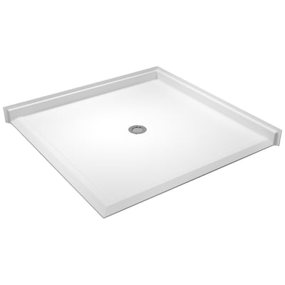 Ella Roll-in ADA Compliant Shower Base 50x50 - Center Drain - White roll-in wheelchair accessible shower base with center drain and low-threshold entry for barrier-free accessibility
