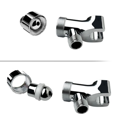 Kit 4 pièces : bras de douche à main et fixation coulissante 24” - Composants de tuyauterie chromés pour bras réglable, incluant inverseur, raccord pivotant et fixations de support pour baignoire à porte