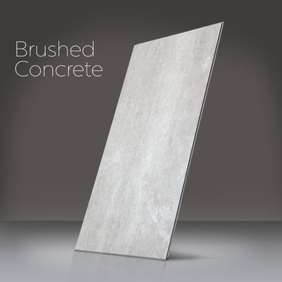 Ella T&G Grout-Free 12" x 24" Shower Wall Tile - Brushed Concrete shower wall panel in light gray stone texture - Ella's Bubbles accessible shower surround option