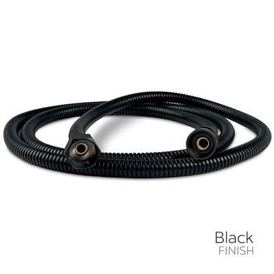 Coiled black matte finish flexible shower hose with brass fittings for walk-in tub fast-fill faucet set