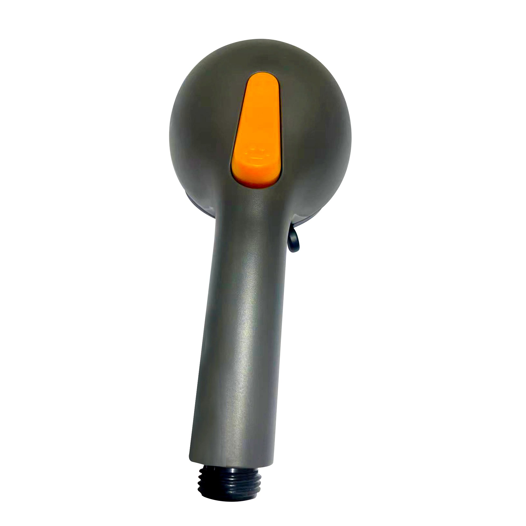 Microbubble Therapy Dog & Pet Spa Bathtub and Jetted Shower - %3E - Matte gray handheld shower head with yellow flow control button and round spray face for walk-in tub or accessible shower