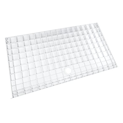 Receveur de douche SMC conforme ADA blanc avec texture antidérapante en grille et évacuation centrale pour installations de salles de bains accessibles