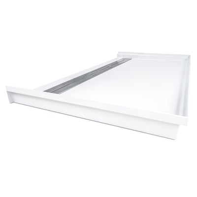 Receveur de douche SMC conforme ADA blanc avec caniveau linéaire en acier inoxydable pour douches accessibles en roulant