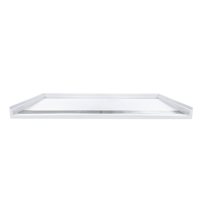 Receveur de douche SMC conforme ADA blanc avec caniveau linéaire chromé et surface antidérapante texturée pour salles de bains accessibles