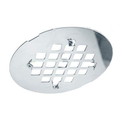 Csi Bathware Drain Dra101 - Couvercle de bonde de douche rond en acier inoxydable poli avec motif de grille et quatre clips de montage à encliqueter