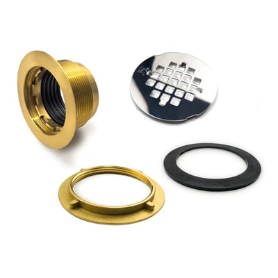Csi Bathware Drain Dra101 - Kit d’assemblage de bonde pour baignoire à porte ou douche avec corps en laiton, couvercle de crépine à grille chromé, bague de verrouillage et joint en caoutchouc