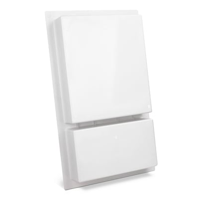 Nicho doble de ducha SMC blanco con dos compartimentos de almacenamiento empotrados para instalación en pared de cabina de ducha accesible