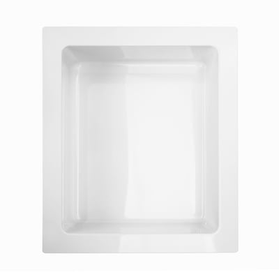 White SMC square shower niche accessory by Ella's Bubbles for walk-in tub and accessible shower storage