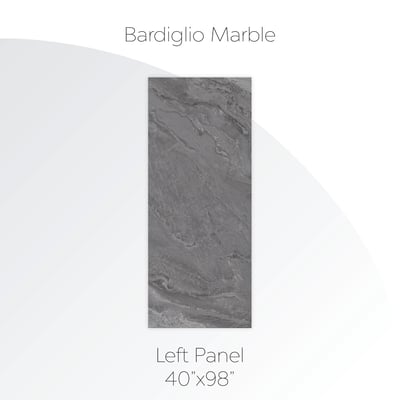 Panel izquierdo de pared acrílica con impresión de alta resolución - 40" x 98" - Panel izquierdo de pared de ducha Bardiglio Marble en acabado de piedra azul gris, 40x98 pulgadas, para cabinas de ducha accesibles
