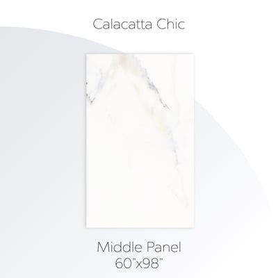 Calacatta Chic shower wall middle panel 60x98 inches with white marble veining pattern for accessible showers