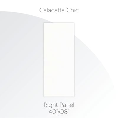 Calacatta Chic shower wall right panel in clean white finish - 40x98 inch accessible shower surround panel