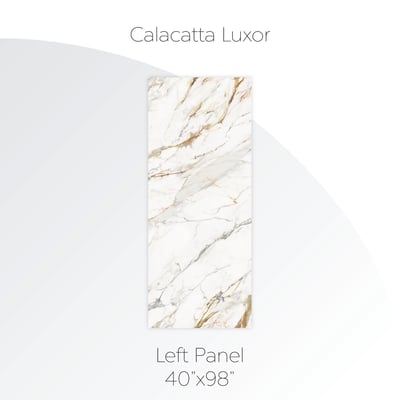 Panel izquierdo de pared acrílica con impresión de alta resolución - 40" x 98" - Panel izquierdo de pared de ducha Calacatta Luxor 40x98 pulgadas con mármol blanco y vetas gris dorado