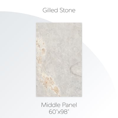Gilled Stone shower wall middle panel in gray and beige marble-look finish sized 60x98 inches
