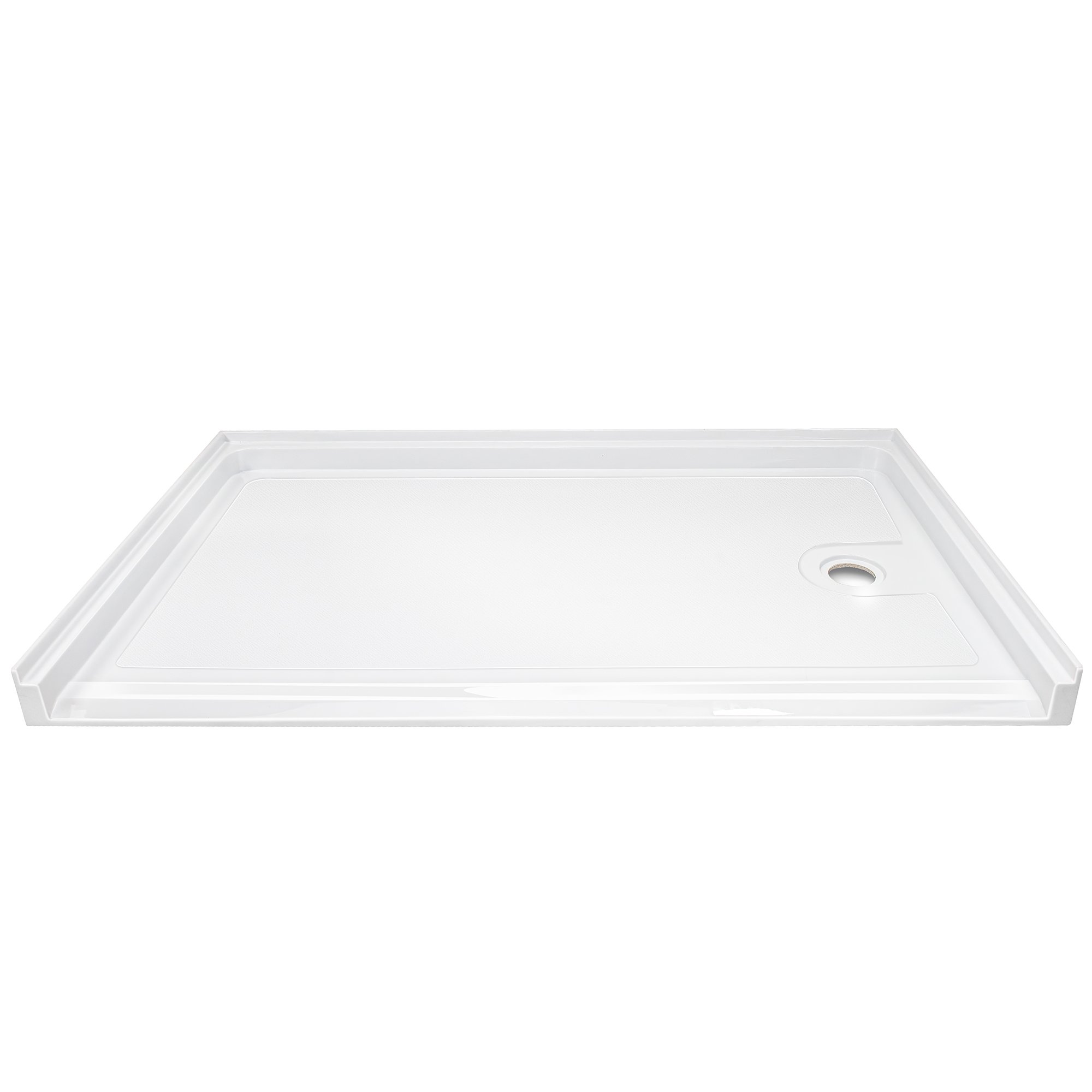 White Ella roll-in wheelchair accessible shower base with right side drain and barrier-free entry