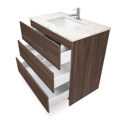Combinación de lavabo moderno Element de pie de 92" y 102" con encimera de cuarzo -