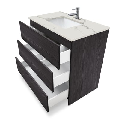 Combinación de lavabo moderno Element de pie de 92" y 102" con encimera de cuarzo -