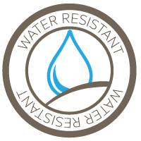 Resistencia al agua Icono de resistencia al agua con símbolo de gota azul para las características de las bañeras de acceso de Ella's Bubbles