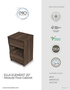Mueble modular de suelo Ella Element de 20" en acabado nogal oscuro, con dos cajones y estante abierto de almacenamiento
