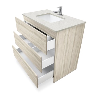 Combinación de lavabo moderno Element de pie de 92" y 102" con encimera de cuarzo -