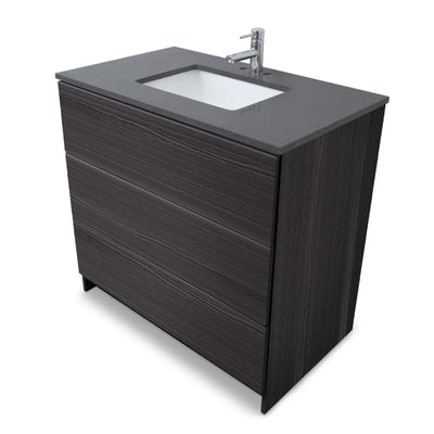 Mueble de baño moderno Element de 36″ con encimera de cuarzo y lavabo bajo encimera -