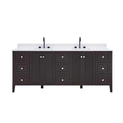 Meuble-lavabo moderne Lille avec plan en quartz blanc massif -