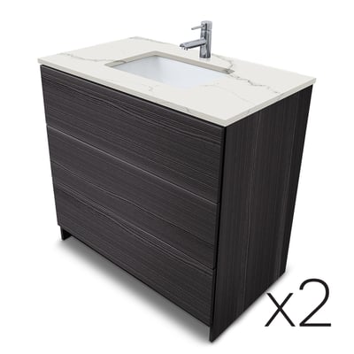 Combinación de lavabo moderno Element de pie de 92" y 102" con encimera de cuarzo -