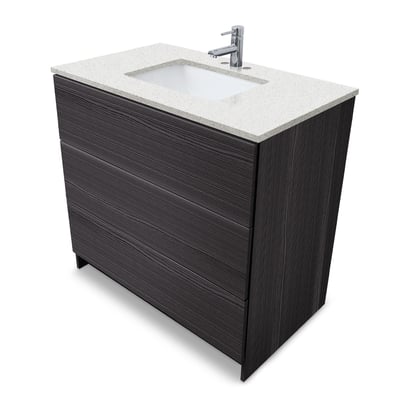 Mueble de baño moderno Element de 36″ con encimera de cuarzo y lavabo bajo encimera -