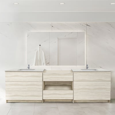Combinación de lavabo moderno Element de pie de 92" y 102" con encimera de cuarzo -